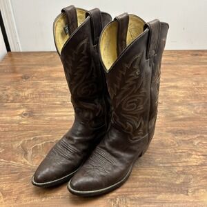 JUSTIN Boots USA 1564 Brown‎ Leather Western Cowboy Riding Work Boots SZ 9 D